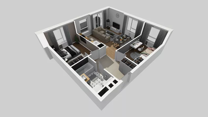 3 pokoje, mieszkanie 59,45 m², piętro 4, oferta nr A/101, Międzyleska 4, Wrocław, Tarnogaj, Krzyki, ul. Międzyleska