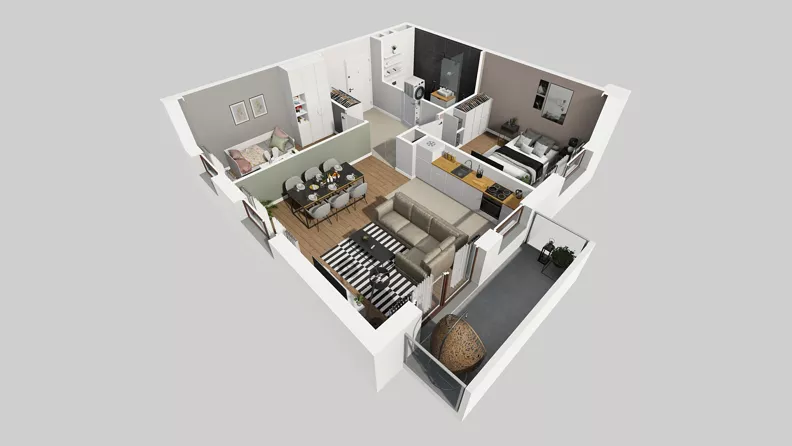 3 pokoje, mieszkanie 59,45 m², piętro 4, oferta nr A/101, Międzyleska 4, Wrocław, Tarnogaj, Krzyki, ul. Międzyleska