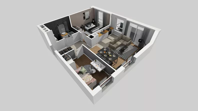 3 pokoje, mieszkanie 59,45 m², piętro 4, oferta nr A/101, Międzyleska 4, Wrocław, Tarnogaj, Krzyki, ul. Międzyleska