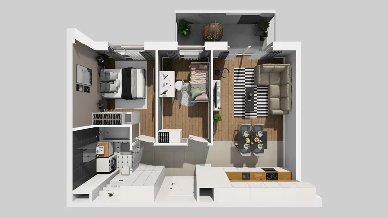 3 pokoje, mieszkanie 51,52 m², piętro 4, oferta nr A/129, Międzyleska 4, Wrocław, Tarnogaj, Krzyki, ul. Międzyleska