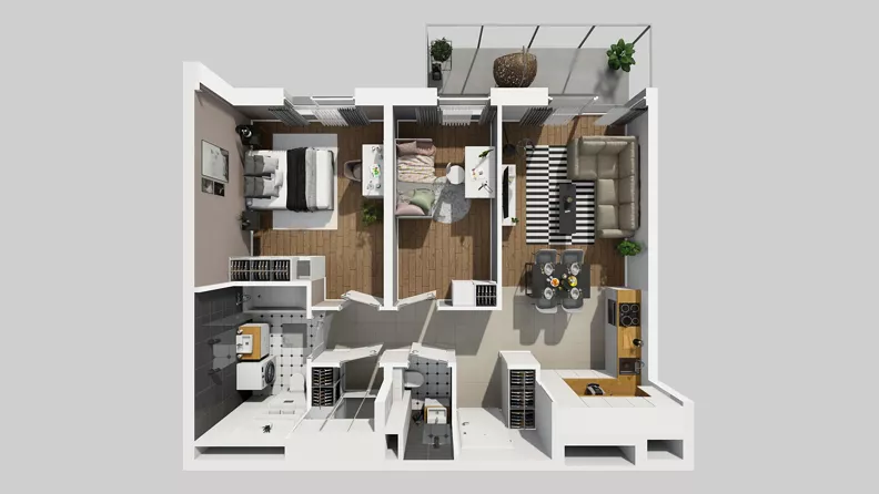3 pokoje, mieszkanie 64,59 m², piętro 5, oferta nr A/104, Międzyleska 4, Wrocław, Tarnogaj, Krzyki, ul. Międzyleska