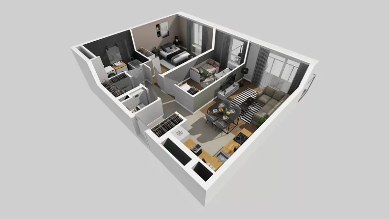 3 pokoje, mieszkanie 64,59 m², piętro 5, oferta nr A/104, Międzyleska 4, Wrocław, Tarnogaj, Krzyki, ul. Międzyleska