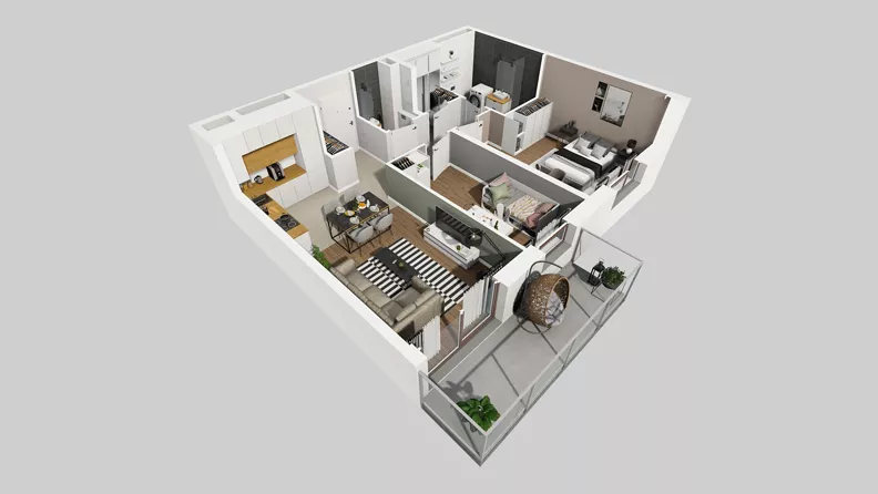 3 pokoje, mieszkanie 64,59 m², piętro 5, oferta nr A/104, Międzyleska 4, Wrocław, Tarnogaj, Krzyki, ul. Międzyleska