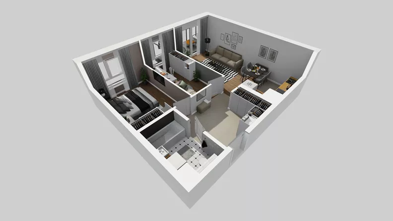 3 pokoje, mieszkanie 57,57 m², piętro 3, oferta nr E/52, Osiedle Urbino 4.3, Warszawa, Włochy, Raków, ul. Szybka