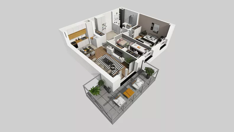 3 pokoje, mieszkanie 57,57 m², piętro 3, oferta nr E/52, Osiedle Urbino 4.3, Warszawa, Włochy, Raków, ul. Szybka