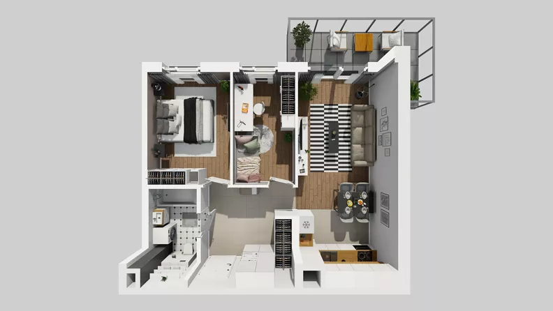 3 pokoje, mieszkanie 57,57 m², piętro 4, oferta nr E/59, Osiedle Urbino 4.3, Warszawa, Włochy, Raków, ul. Szybka