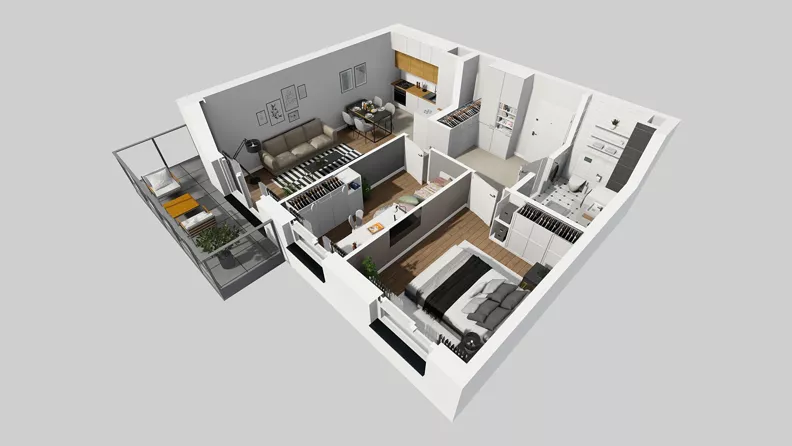 3 pokoje, mieszkanie 57,57 m², piętro 4, oferta nr E/59, Osiedle Urbino 4.3, Warszawa, Włochy, Raków, ul. Szybka