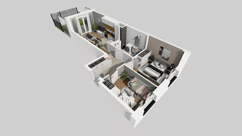 3 pokoje, mieszkanie 49,65 m², parter, oferta nr F/1, Osiedle Urbino 4.3, Warszawa, Włochy, Raków, ul. Szybka
