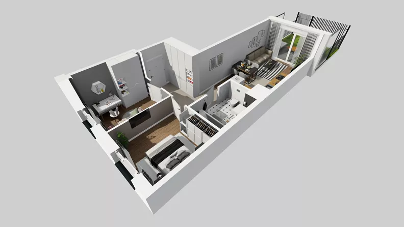 3 pokoje, mieszkanie 49,65 m², parter, oferta nr F/1, Osiedle Urbino 4.3, Warszawa, Włochy, Raków, ul. Szybka