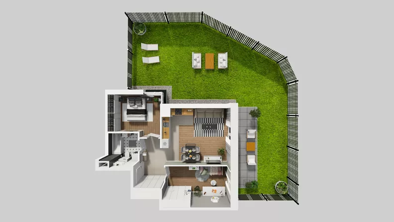 3 pokoje, mieszkanie 59,57 m², parter, oferta nr F/4, Osiedle Urbino 4.3, Warszawa, Włochy, Raków, ul. Szybka