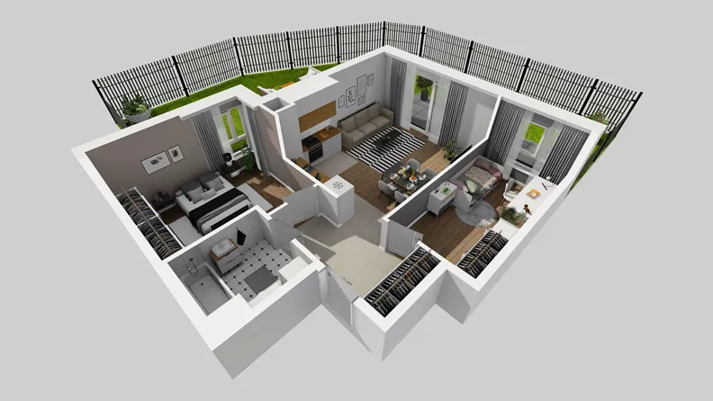 3 pokoje, mieszkanie 59,57 m², parter, oferta nr F/4, Osiedle Urbino 4.3, Warszawa, Włochy, Raków, ul. Szybka