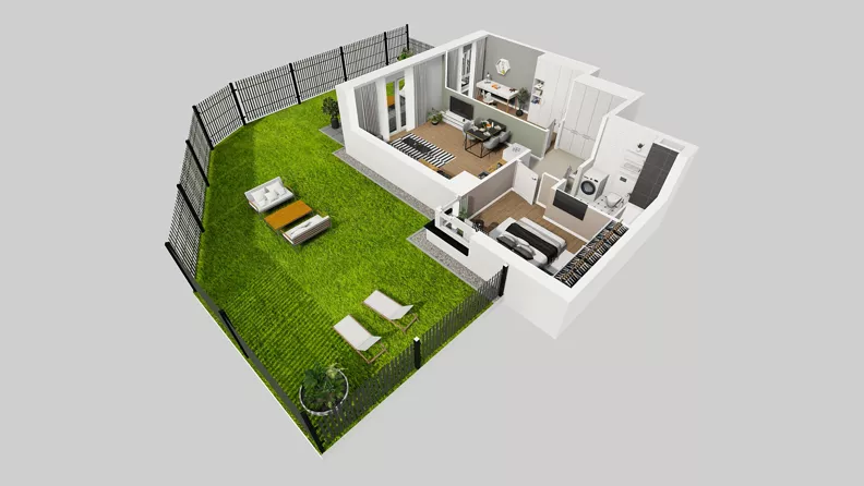 3 pokoje, mieszkanie 59,57 m², parter, oferta nr F/4, Osiedle Urbino 4.3, Warszawa, Włochy, Raków, ul. Szybka