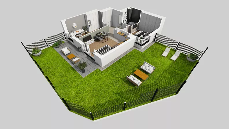 3 pokoje, mieszkanie 59,57 m², parter, oferta nr F/4, Osiedle Urbino 4.3, Warszawa, Włochy, Raków, ul. Szybka