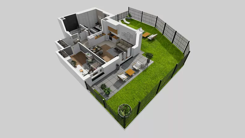 3 pokoje, mieszkanie 59,57 m², parter, oferta nr F/4, Osiedle Urbino 4.3, Warszawa, Włochy, Raków, ul. Szybka