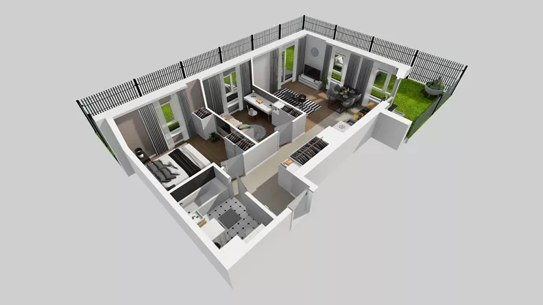 3 pokoje, mieszkanie 59,51 m², parter, oferta nr F/5, Osiedle Urbino 4.3, Warszawa, Włochy, Raków, ul. Szybka
