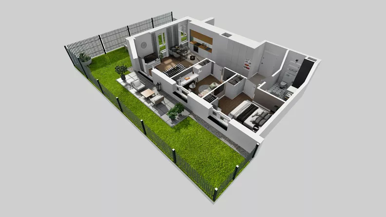 3 pokoje, mieszkanie 59,51 m², parter, oferta nr F/5, Osiedle Urbino 4.3, Warszawa, Włochy, Raków, ul. Szybka