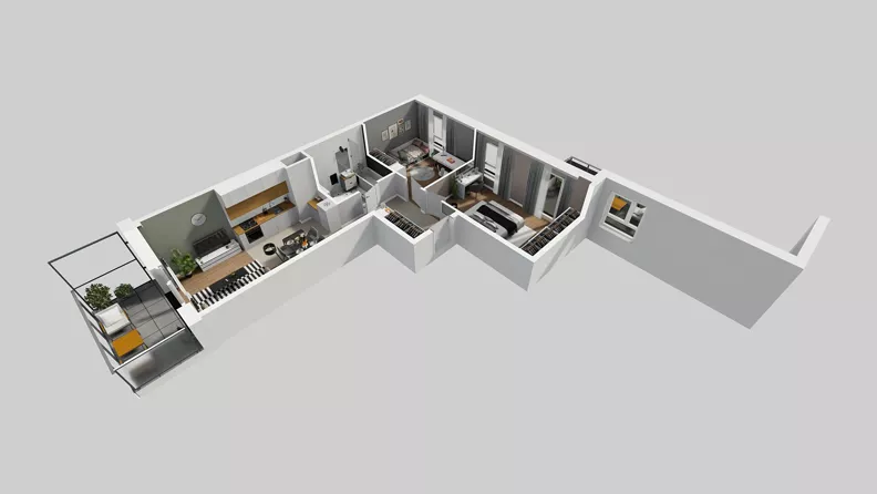 3 pokoje, mieszkanie 59,77 m², piętro 1, oferta nr F/6, Osiedle Urbino 4.3, Warszawa, Włochy, Raków, ul. Szybka