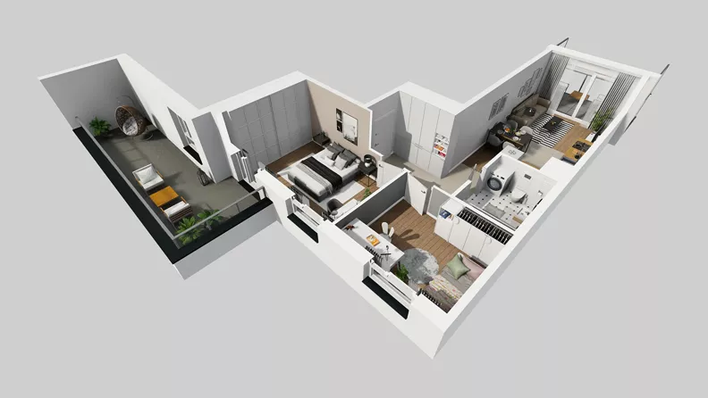 3 pokoje, mieszkanie 59,77 m², piętro 1, oferta nr F/6, Osiedle Urbino 4.3, Warszawa, Włochy, Raków, ul. Szybka