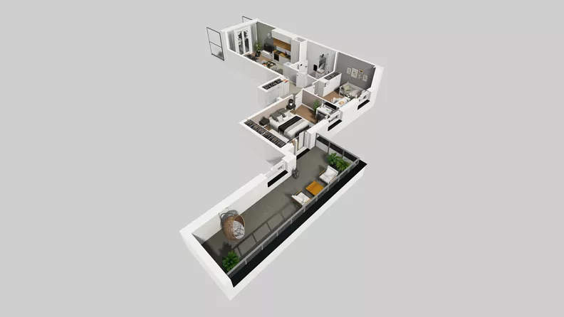 3 pokoje, mieszkanie 59,77 m², piętro 1, oferta nr F/6, Osiedle Urbino 4.3, Warszawa, Włochy, Raków, ul. Szybka