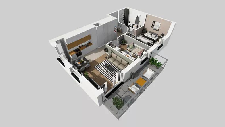 3 pokoje, mieszkanie 59,62 m², piętro 1, oferta nr F/10, Osiedle Urbino 4.3, Warszawa, Włochy, Raków, ul. Szybka