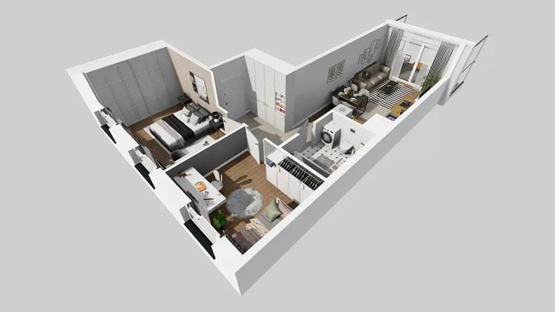 3 pokoje, mieszkanie 59,77 m², piętro 2, oferta nr F/11, Osiedle Urbino 4.3, Warszawa, Włochy, Raków, ul. Szybka