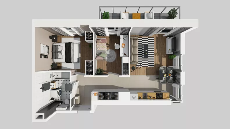 3 pokoje, mieszkanie 59,62 m², piętro 2, oferta nr F/15, Osiedle Urbino 4.3, Warszawa, Włochy, Raków, ul. Szybka