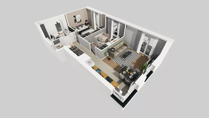 3 pokoje, mieszkanie 59,62 m², piętro 2, oferta nr F/15, Osiedle Urbino 4.3, Warszawa, Włochy, Raków, ul. Szybka