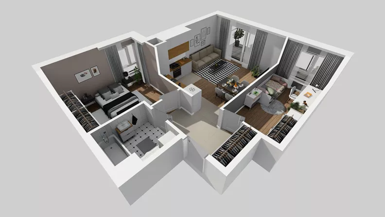 3 pokoje, mieszkanie 59,65 m², piętro 3, oferta nr F/19, Osiedle Urbino 4.3, Warszawa, Włochy, Raków, ul. Szybka