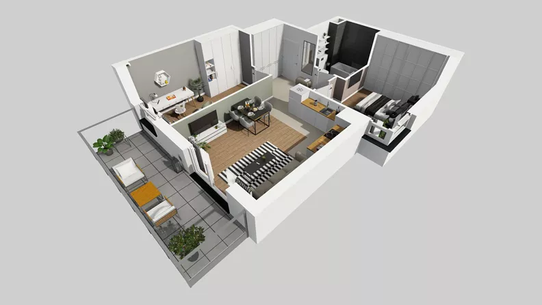 3 pokoje, mieszkanie 59,65 m², piętro 3, oferta nr F/19, Osiedle Urbino 4.3, Warszawa, Włochy, Raków, ul. Szybka
