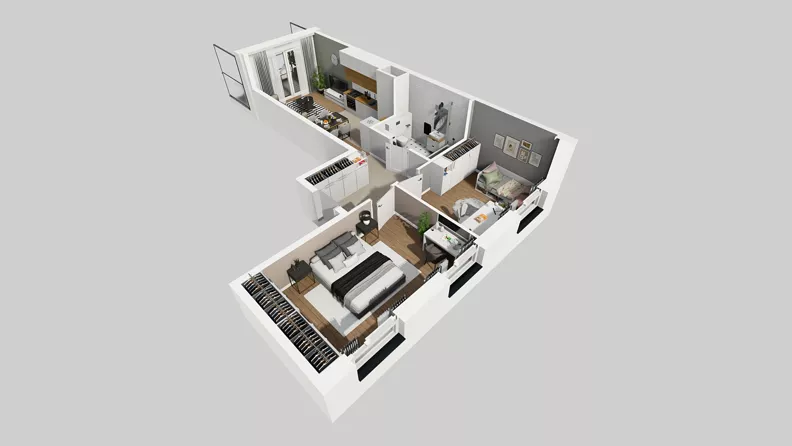 3 pokoje, mieszkanie 59,77 m², piętro 4, oferta nr F/21, Osiedle Urbino 4.3, Warszawa, Włochy, Raków, ul. Szybka