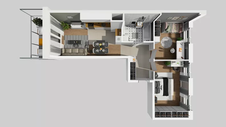 3 pokoje, mieszkanie 59,77 m², piętro 5, oferta nr F/26, Osiedle Urbino 4.3, Warszawa, Włochy, Raków, ul. Szybka