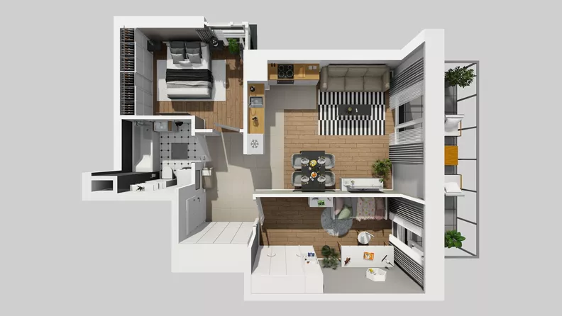 3 pokoje, mieszkanie 59,65 m², piętro 5, oferta nr F/29, Osiedle Urbino 4.3, Warszawa, Włochy, Raków, ul. Szybka