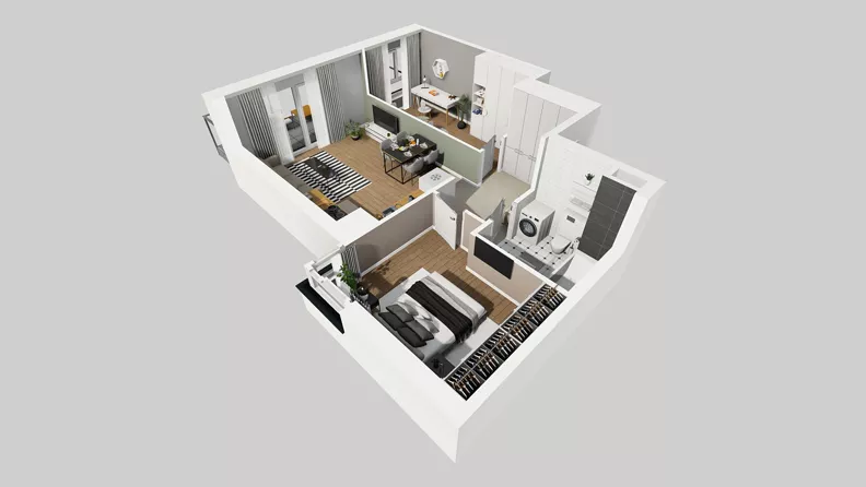 3 pokoje, mieszkanie 59,65 m², piętro 5, oferta nr F/29, Osiedle Urbino 4.3, Warszawa, Włochy, Raków, ul. Szybka