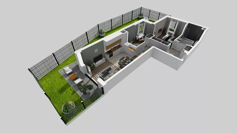 3 pokoje, mieszkanie 59,68 m², parter, oferta nr F/31, Osiedle Urbino 4.3, Warszawa, Włochy, Raków, ul. Szybka