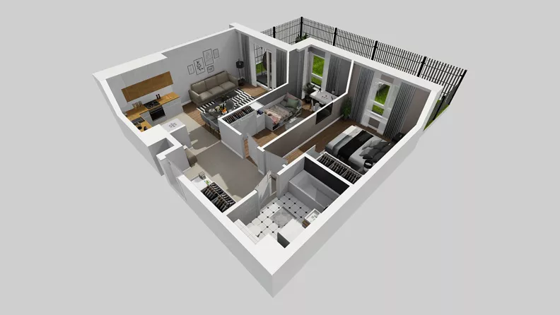 3 pokoje, mieszkanie 59,85 m², parter, oferta nr F/32, Osiedle Urbino 4.3, Warszawa, Włochy, Raków, ul. Szybka