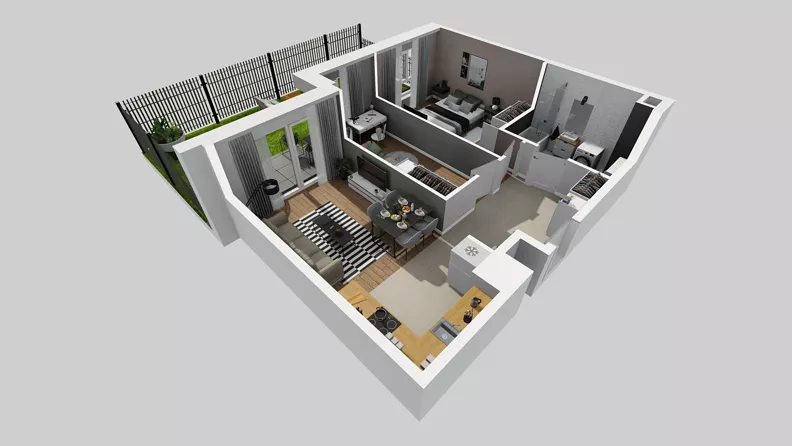 3 pokoje, mieszkanie 59,85 m², parter, oferta nr F/32, Osiedle Urbino 4.3, Warszawa, Włochy, Raków, ul. Szybka