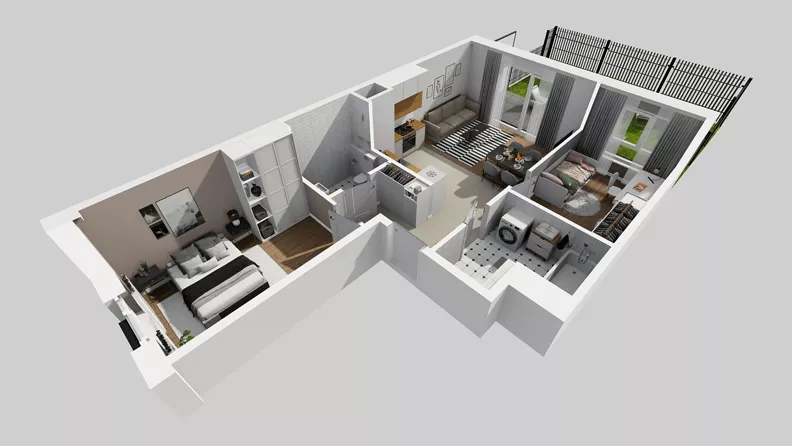 3 pokoje, mieszkanie 59,73 m², parter, oferta nr F/34, Osiedle Urbino 4.3, Warszawa, Włochy, Raków, ul. Szybka
