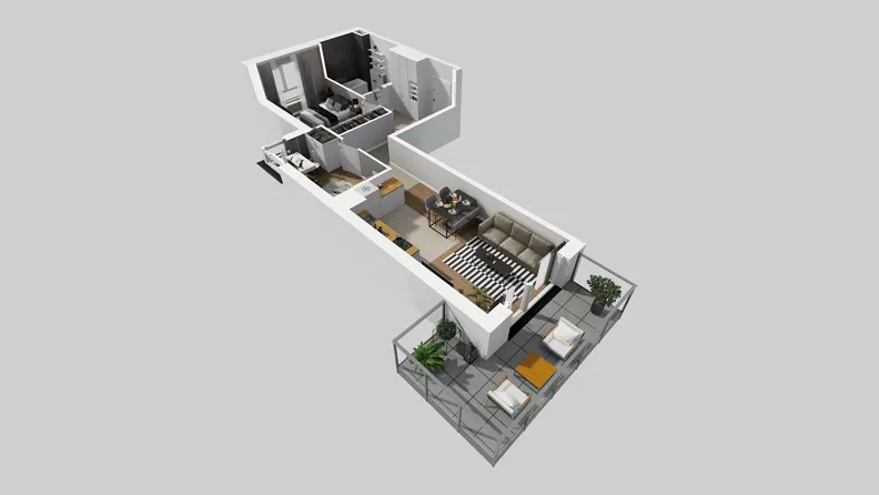 3 pokoje, mieszkanie 59,75 m², piętro 3, oferta nr F/43, Osiedle Urbino 4.3, Warszawa, Włochy, Raków, ul. Szybka