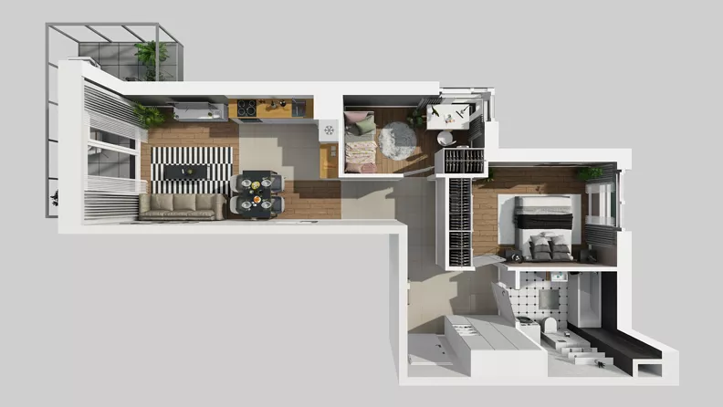 3 pokoje, mieszkanie 59,75 m², piętro 4, oferta nr F/47, Osiedle Urbino 4.3, Warszawa, Włochy, Raków, ul. Szybka