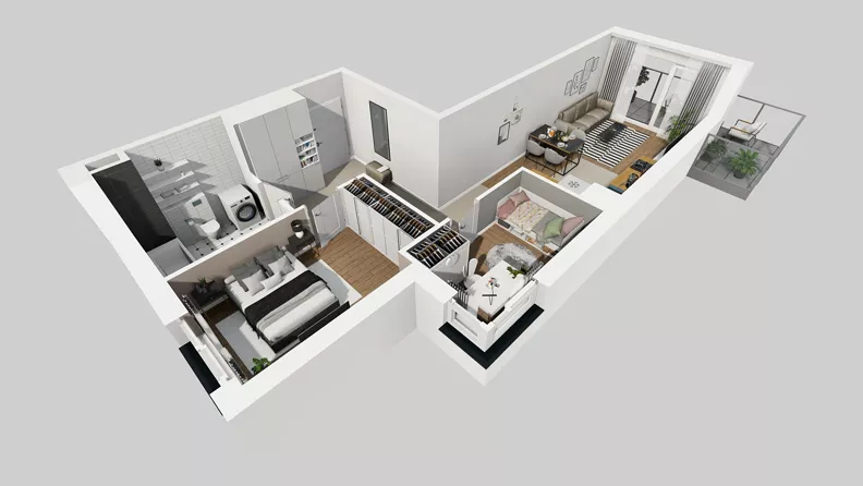 3 pokoje, mieszkanie 59,75 m², piętro 5, oferta nr F/51, Osiedle Urbino 4.3, Warszawa, Włochy, Raków, ul. Szybka