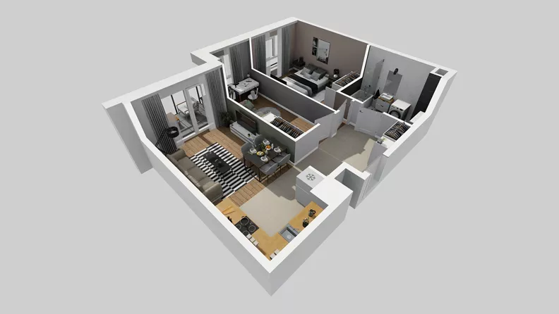 3 pokoje, mieszkanie 59,97 m², piętro 5, oferta nr F/52, Osiedle Urbino 4.3, Warszawa, Włochy, Raków, ul. Szybka
