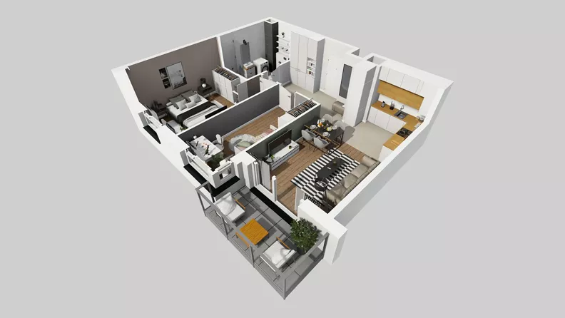 3 pokoje, mieszkanie 59,97 m², piętro 5, oferta nr F/52, Osiedle Urbino 4.3, Warszawa, Włochy, Raków, ul. Szybka
