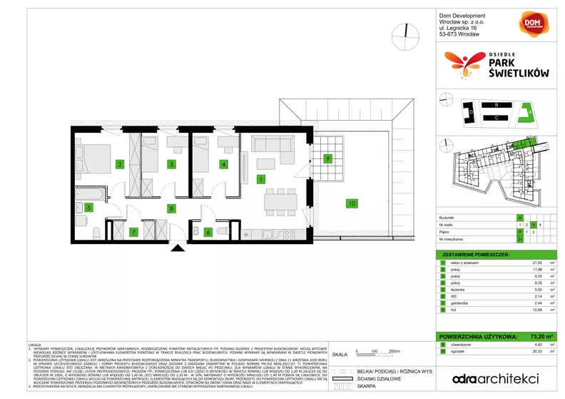 4 pokoje, mieszkanie 73,20 m², parter, oferta nr A/31, Osiedle Park Świetlików, Wrocław, Maślice, Aleja Śliwowa 21