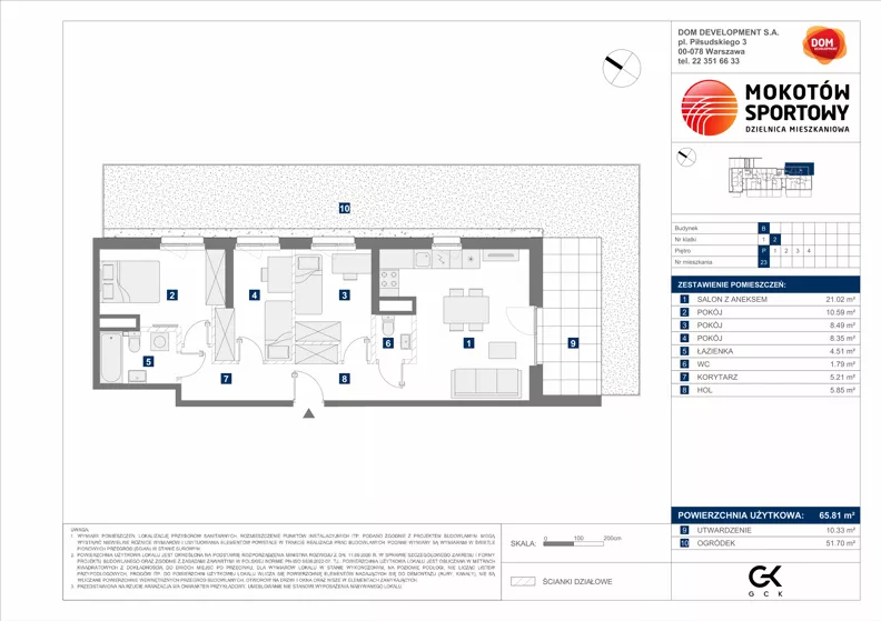 4 pokoje, mieszkanie 65,81 m², parter, oferta nr B/23, Mokotów Sportowy 1.3, Warszawa, Mokotów, Augustówka, ul. Antoniewska