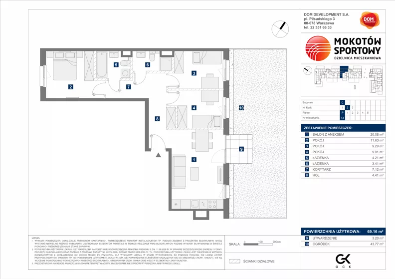 4 pokoje, mieszkanie 69,16 m², parter, oferta nr C/44, Mokotów Sportowy 1.3, Warszawa, Mokotów, Augustówka, ul. Antoniewska