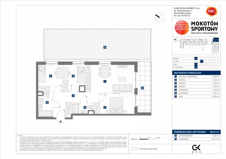 4 pokoje, mieszkanie 66,21 m², parter, oferta nr C/75, Mokotów Sportowy 1.3, Warszawa, Mokotów, Augustówka, ul. Antoniewska