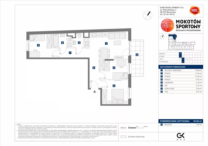 4 pokoje, mieszkanie 65,98 m², piętro 1, oferta nr D/7, Mokotów Sportowy 1.3, Warszawa, Mokotów, Augustówka, ul. Antoniewska