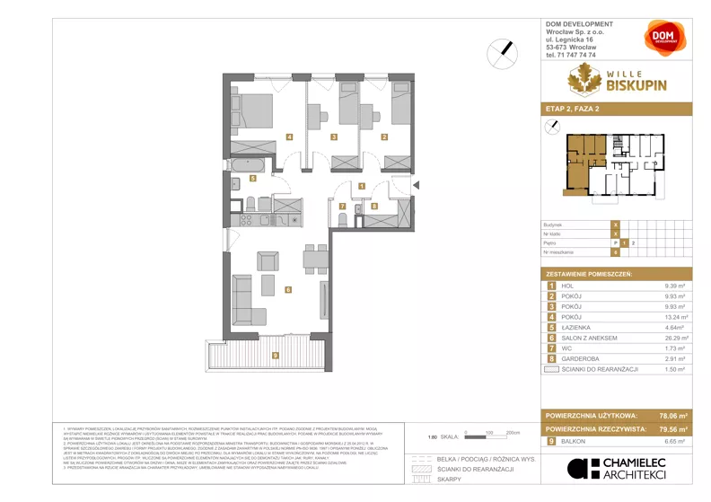 4 pokoje, mieszkanie 78,06 m², piętro 1, oferta nr X/6, Wille Biskupin 2.2, Wrocław, Biskupin-Sępolno-Dąbie-Bartoszowice, Śródmieście, ul. Karola Olszewskiego