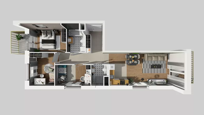 4 pokoje, mieszkanie 72,86 m², piętro 3, oferta nr C/76, Przystanek Prądnik 2, Kraków, Prądnik Biały, Górka Narodowa, ul. Meiera
