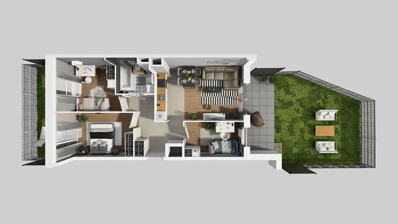 4 pokoje, mieszkanie 60,96 m², parter, oferta nr A/1, Międzyleska 4, Wrocław, Tarnogaj, Krzyki, ul. Międzyleska